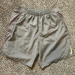 Nike Dri-Fit athletic running shorts. Color: Grey Size: Large